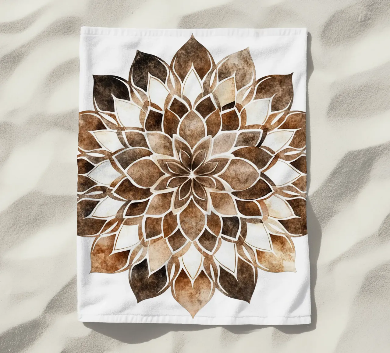 Mandala di moka ad acquerello telo mare da Spiritual Touch