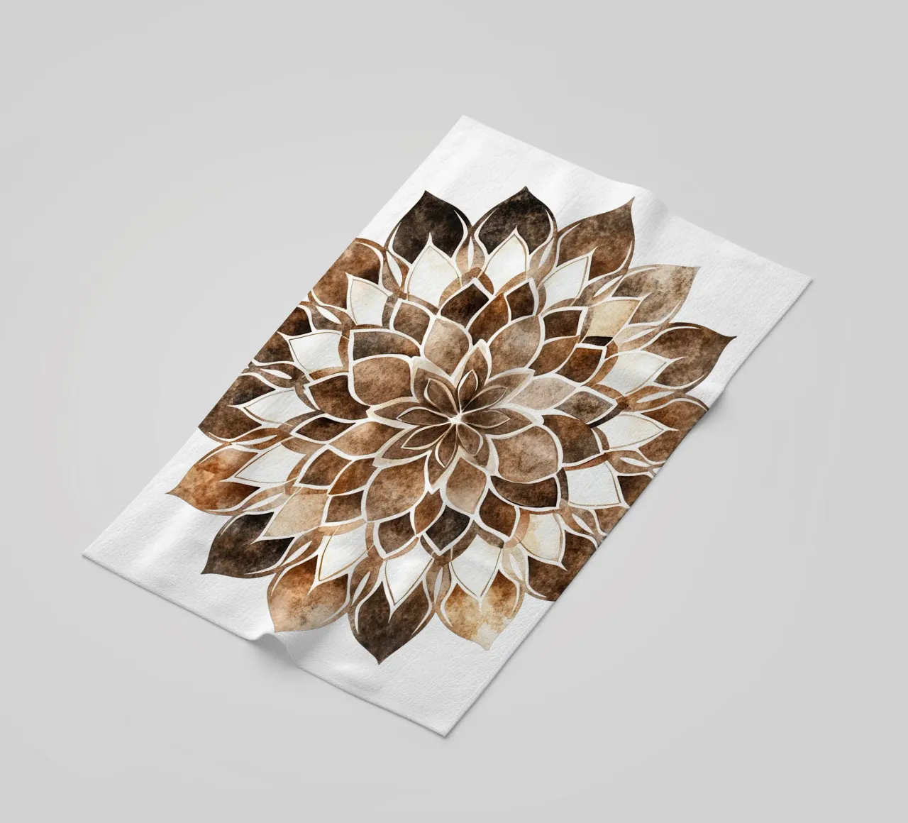 Mandala di moka ad acquerello telo mare da Spiritual Touch