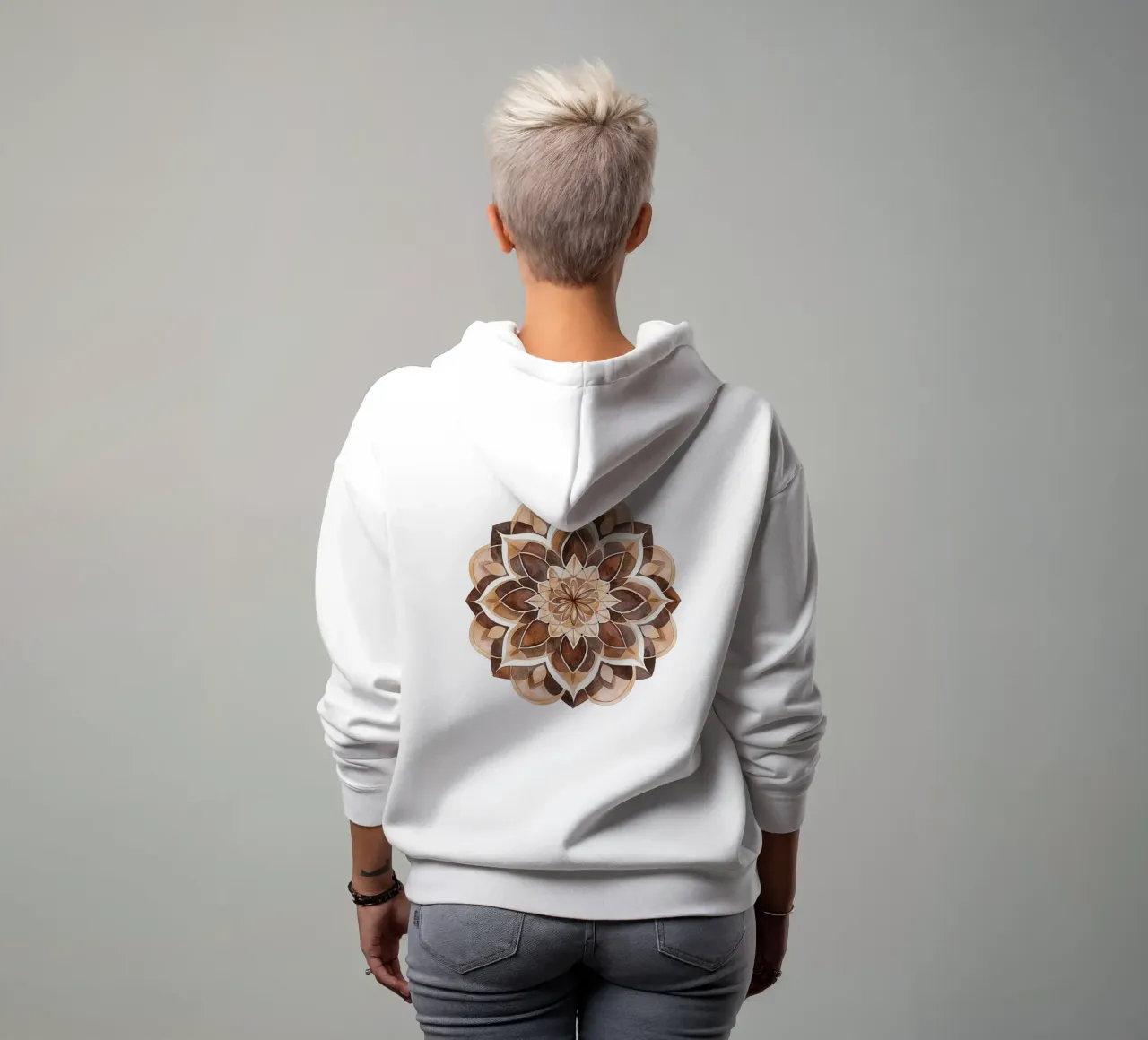 Mandala di moka ad acquerello felpa con cappuccio da Spiritual Touch