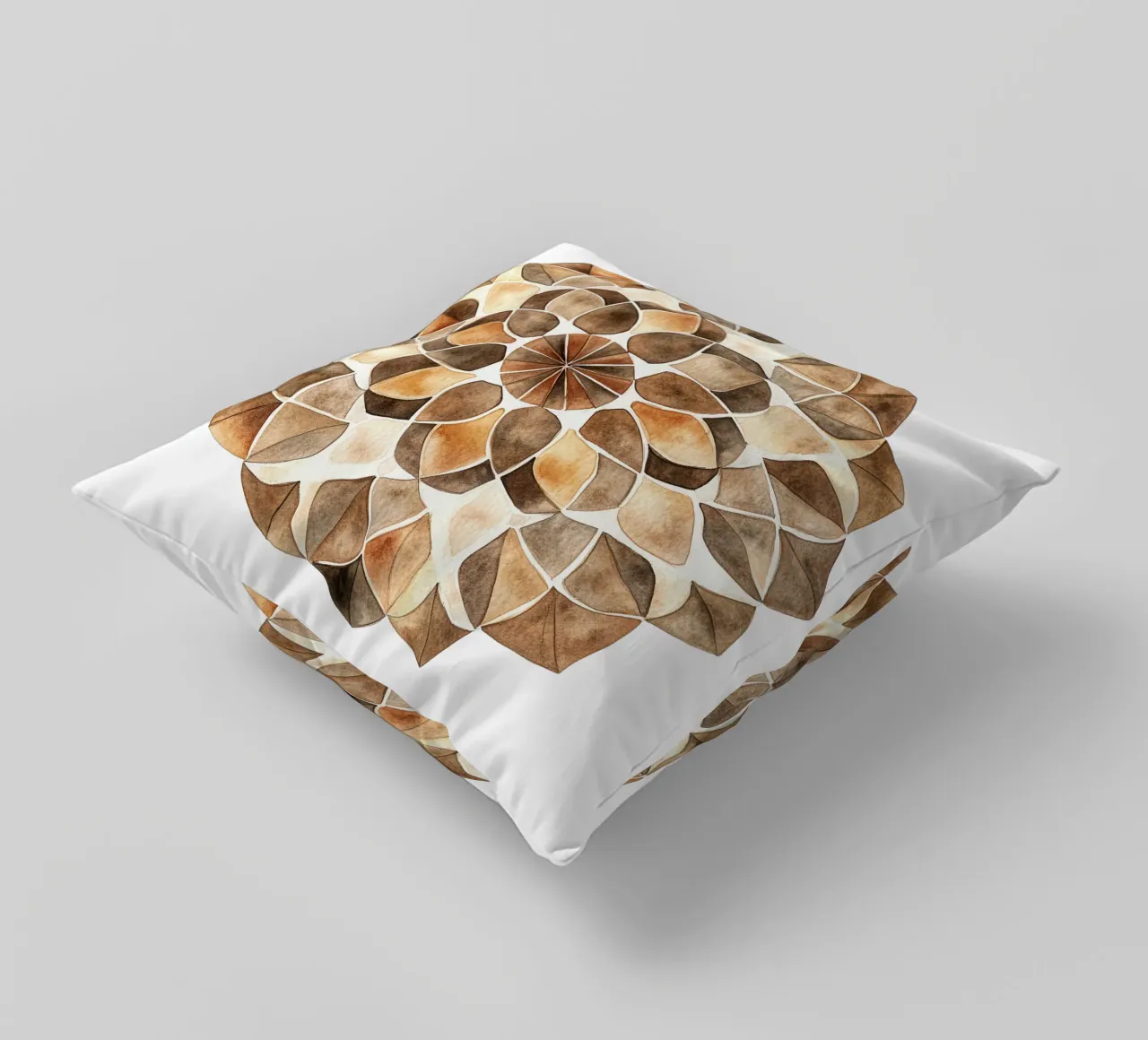 Mandala di moka ad acquerello cuscino da Spiritual Touch