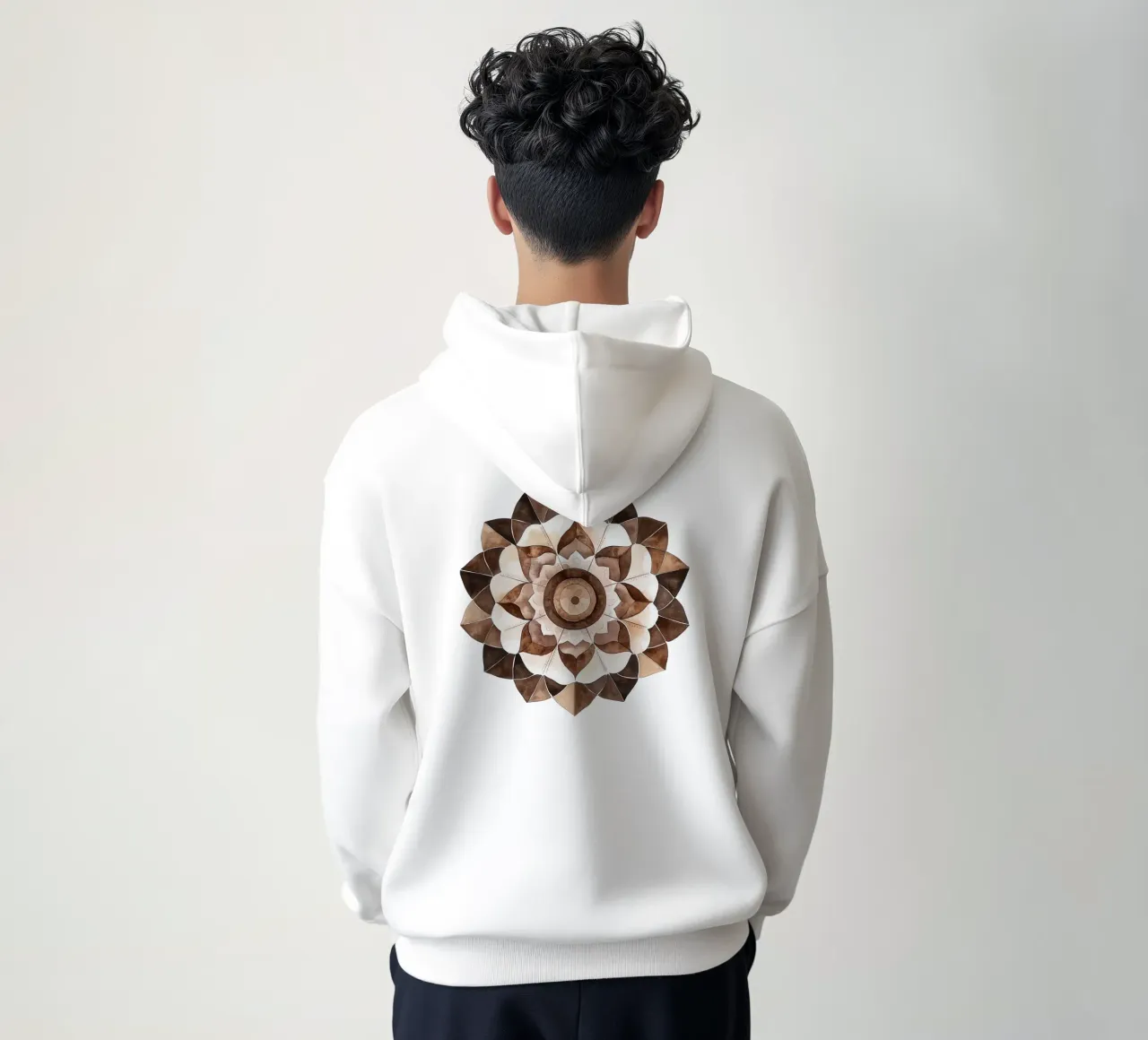 Mandala di moka ad acquerello felpa con cappuccio da Spiritual Touch