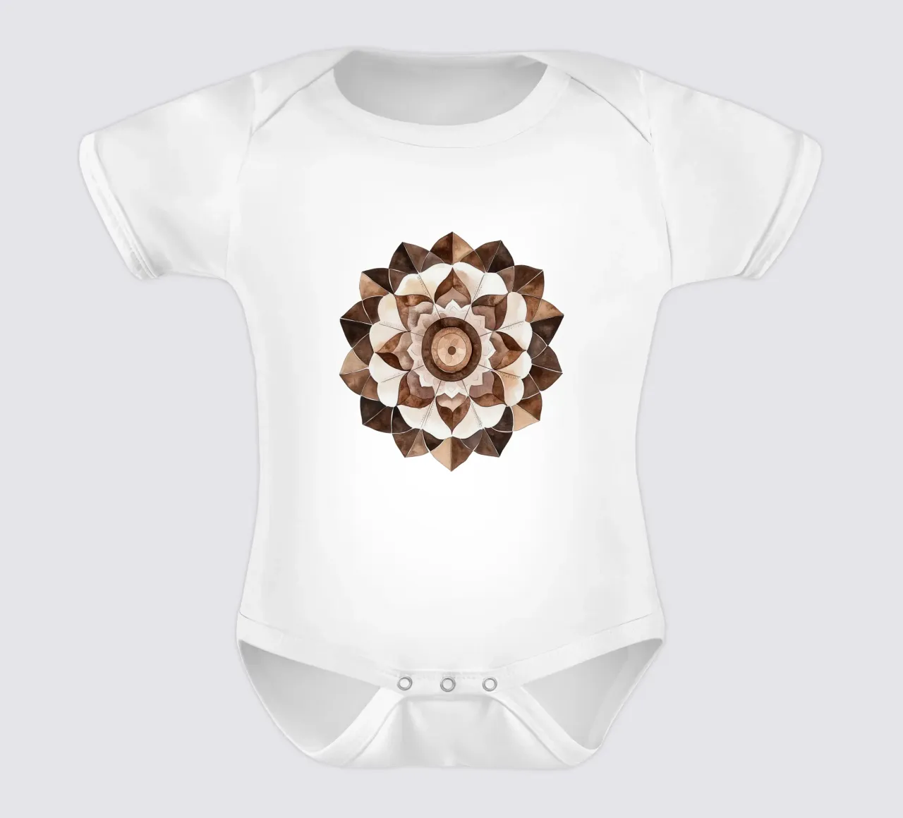 Mandala di moka ad acquerello body neonato maniche corte da Spiritual Touch