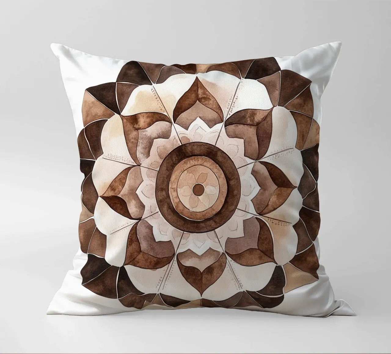 Mandala di moka ad acquerello cuscino da Spiritual Touch