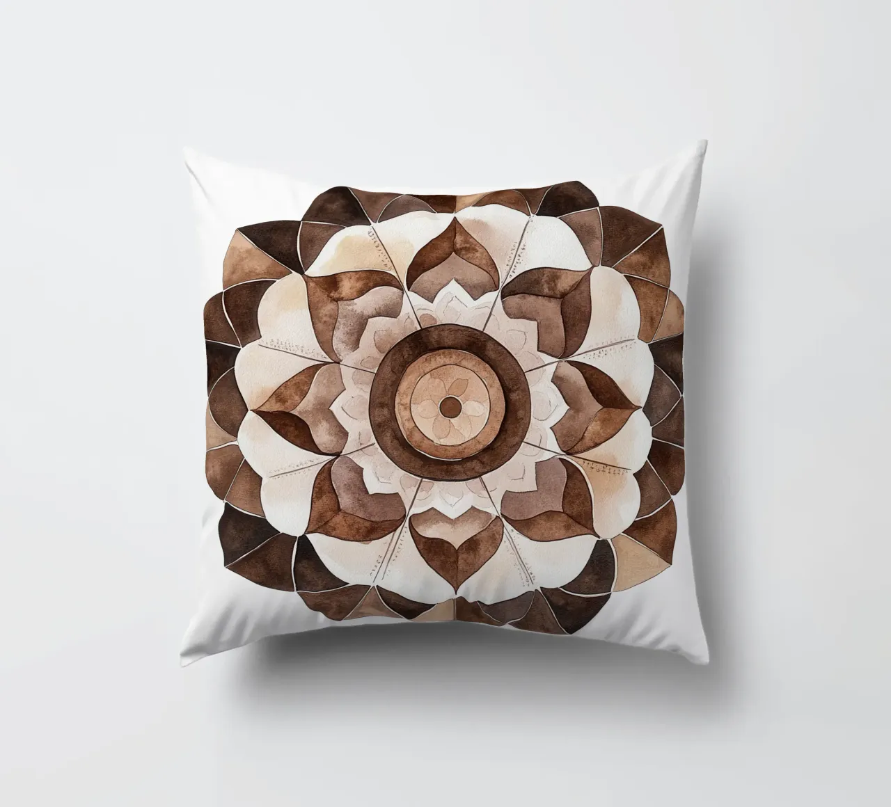 Mandala di moka ad acquerello cuscino da Spiritual Touch