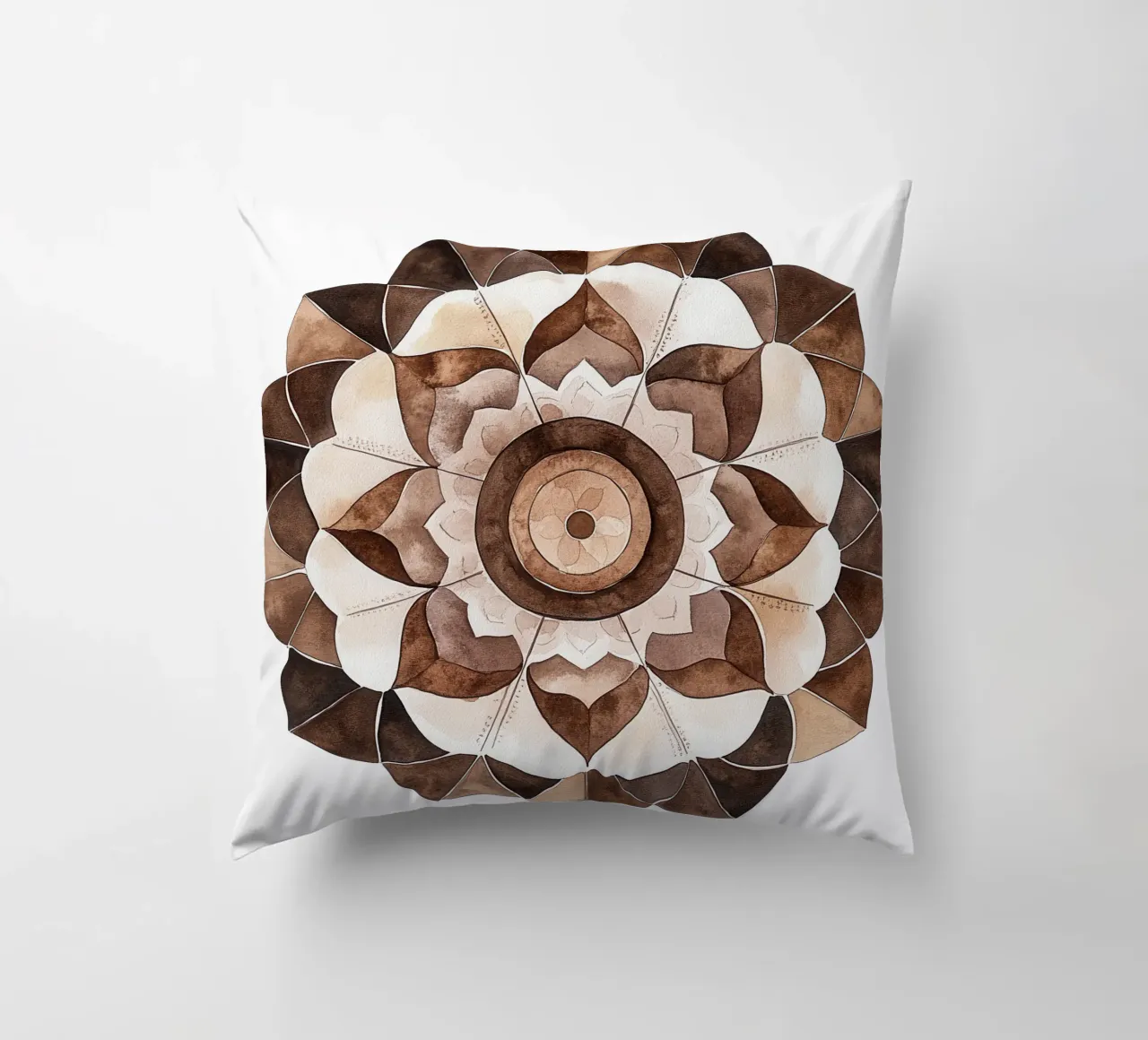 Mandala di moka ad acquerello cuscino da Spiritual Touch