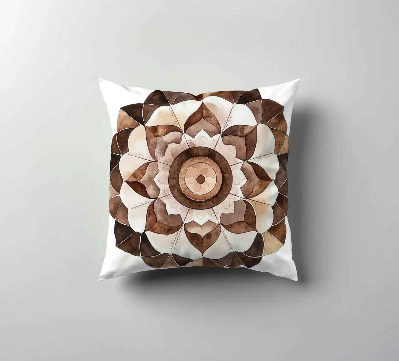 Mandala di moka ad acquerello cuscino da Spiritual Touch
