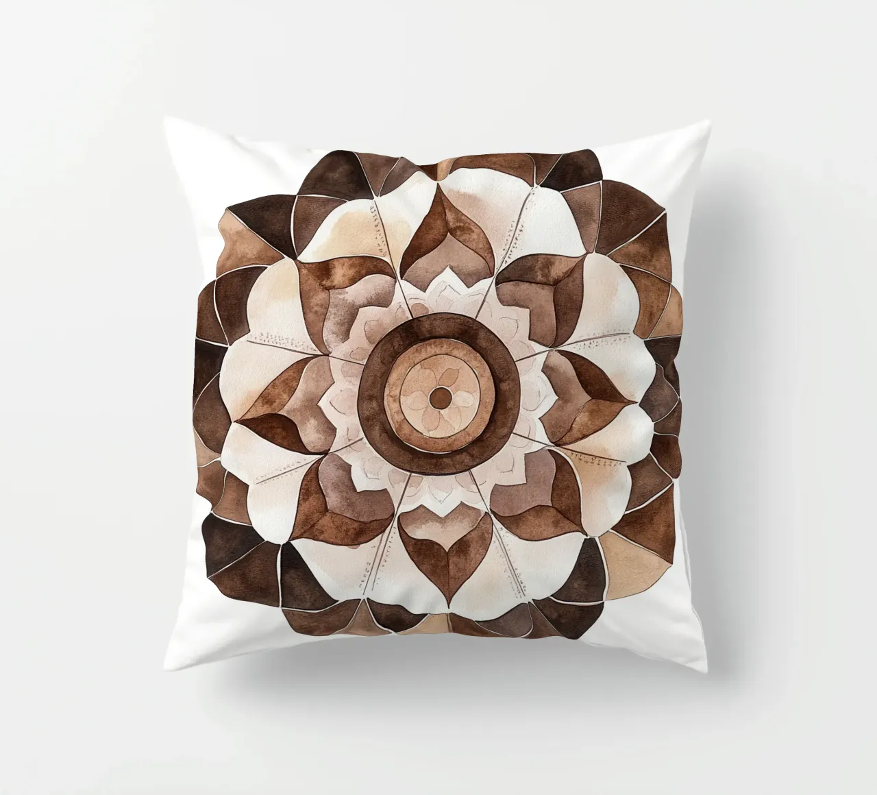 Mandala di moka ad acquerello cuscino da Spiritual Touch