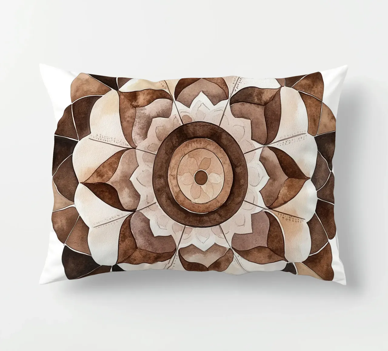Mandala di moka ad acquerello cuscino da Spiritual Touch