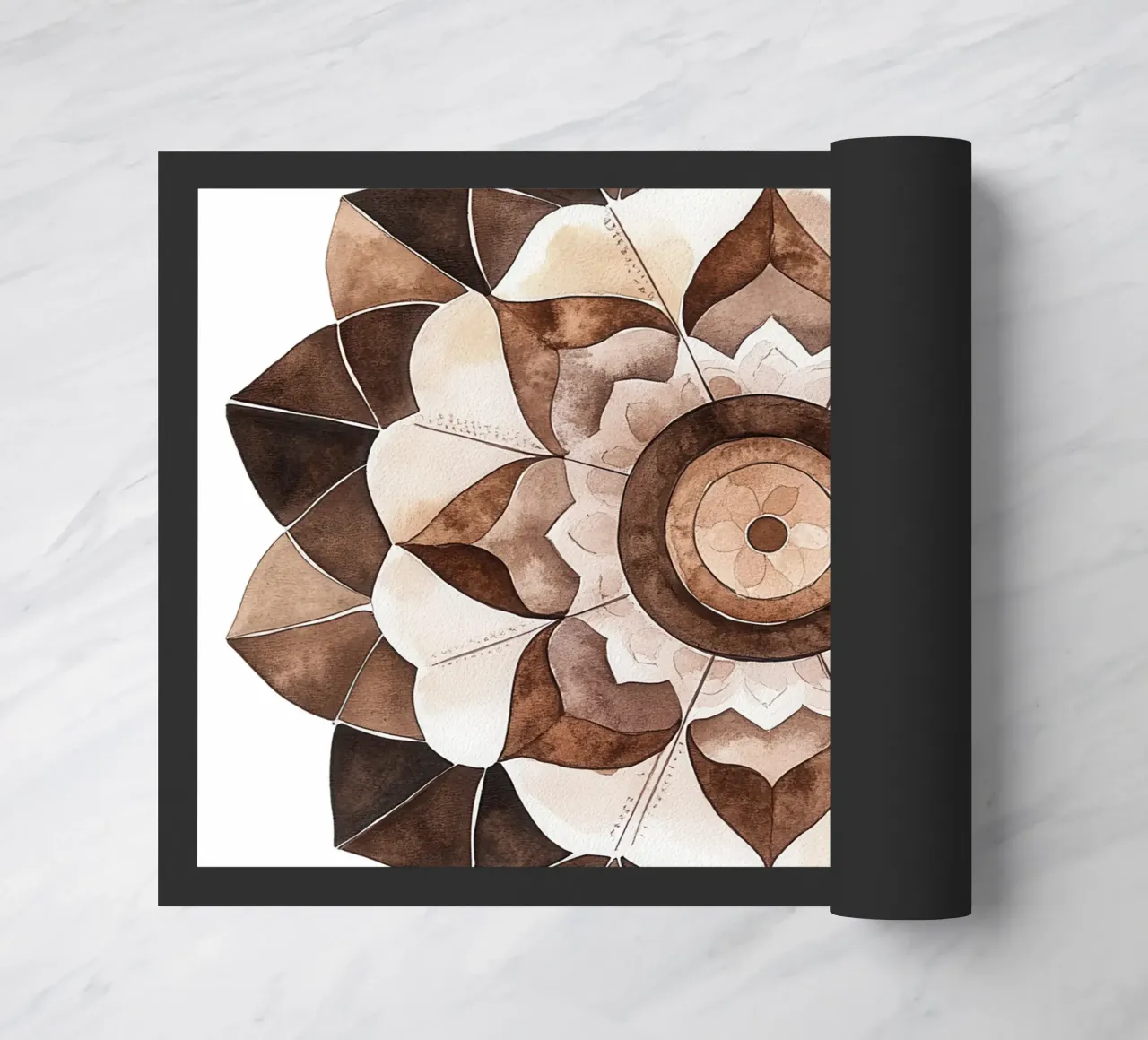 Mandala di moka ad acquerello zerbino da Spiritual Touch