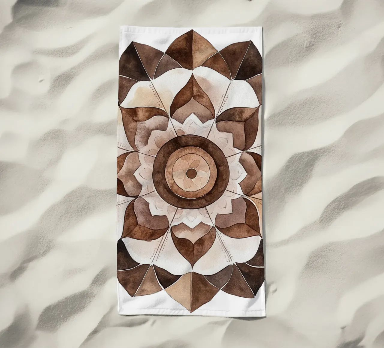 Mandala di moka ad acquerello telo mare da Spiritual Touch
