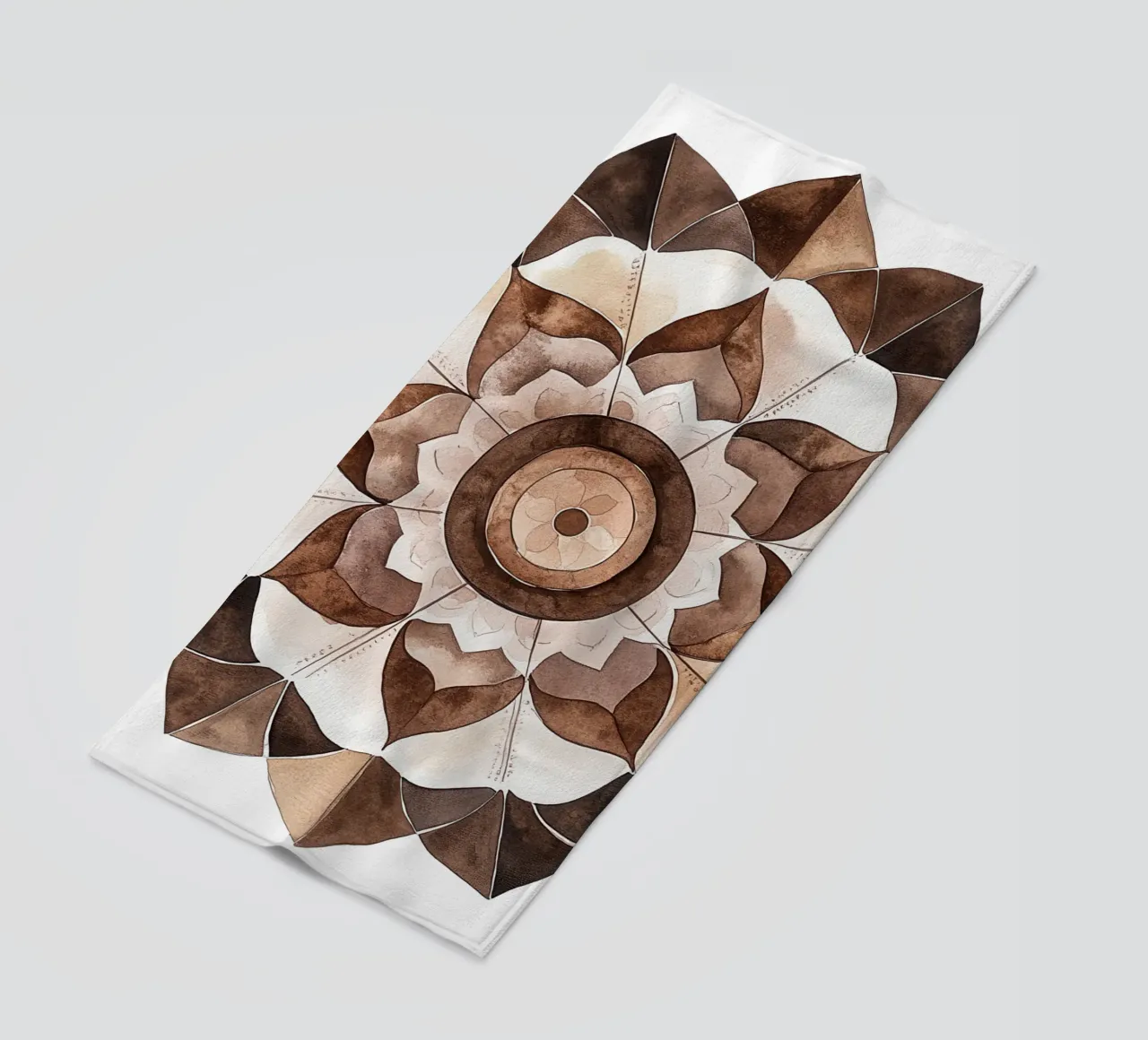 Mandala di moka ad acquerello telo mare da Spiritual Touch