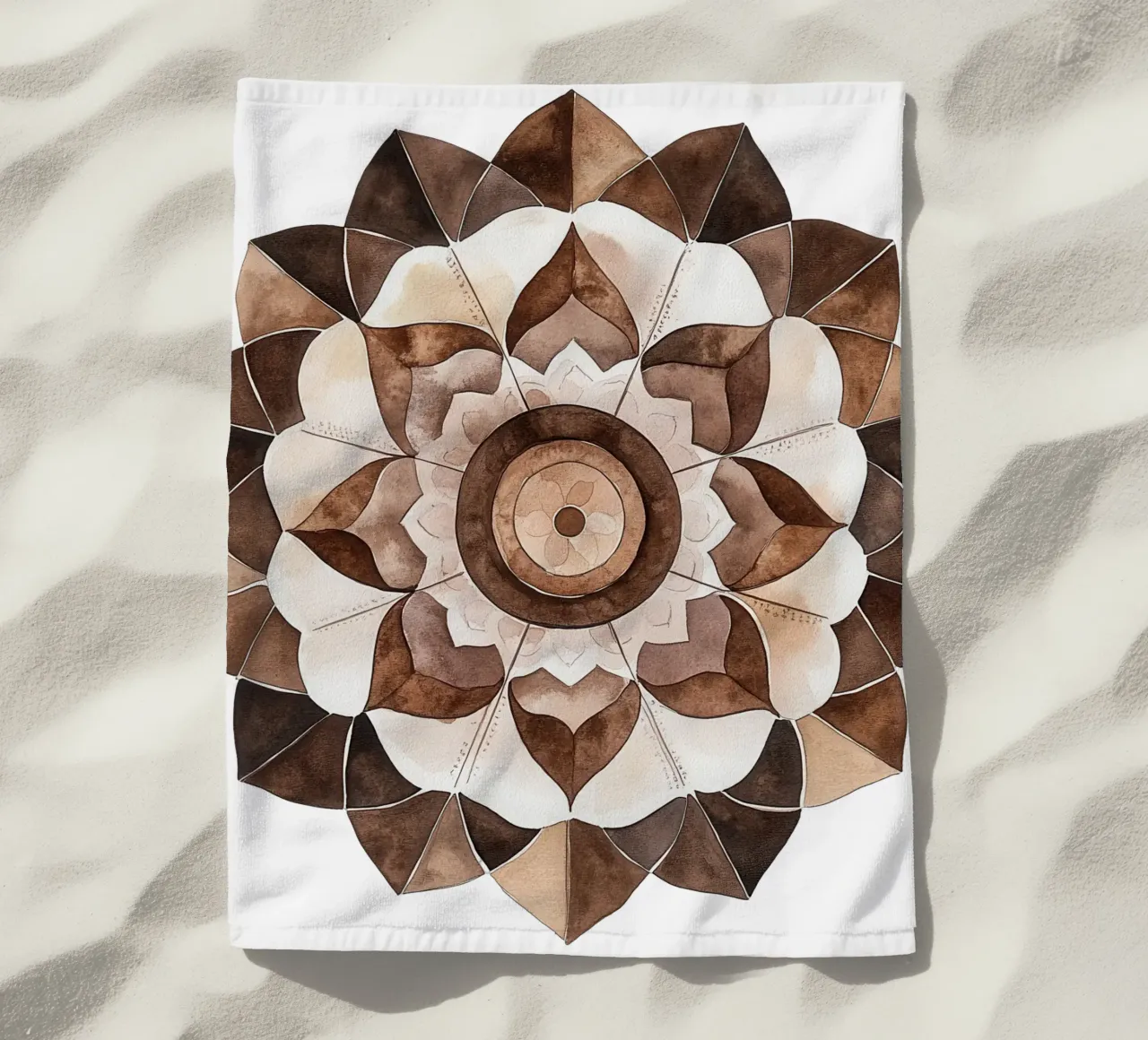 Mandala di moka ad acquerello telo mare da Spiritual Touch