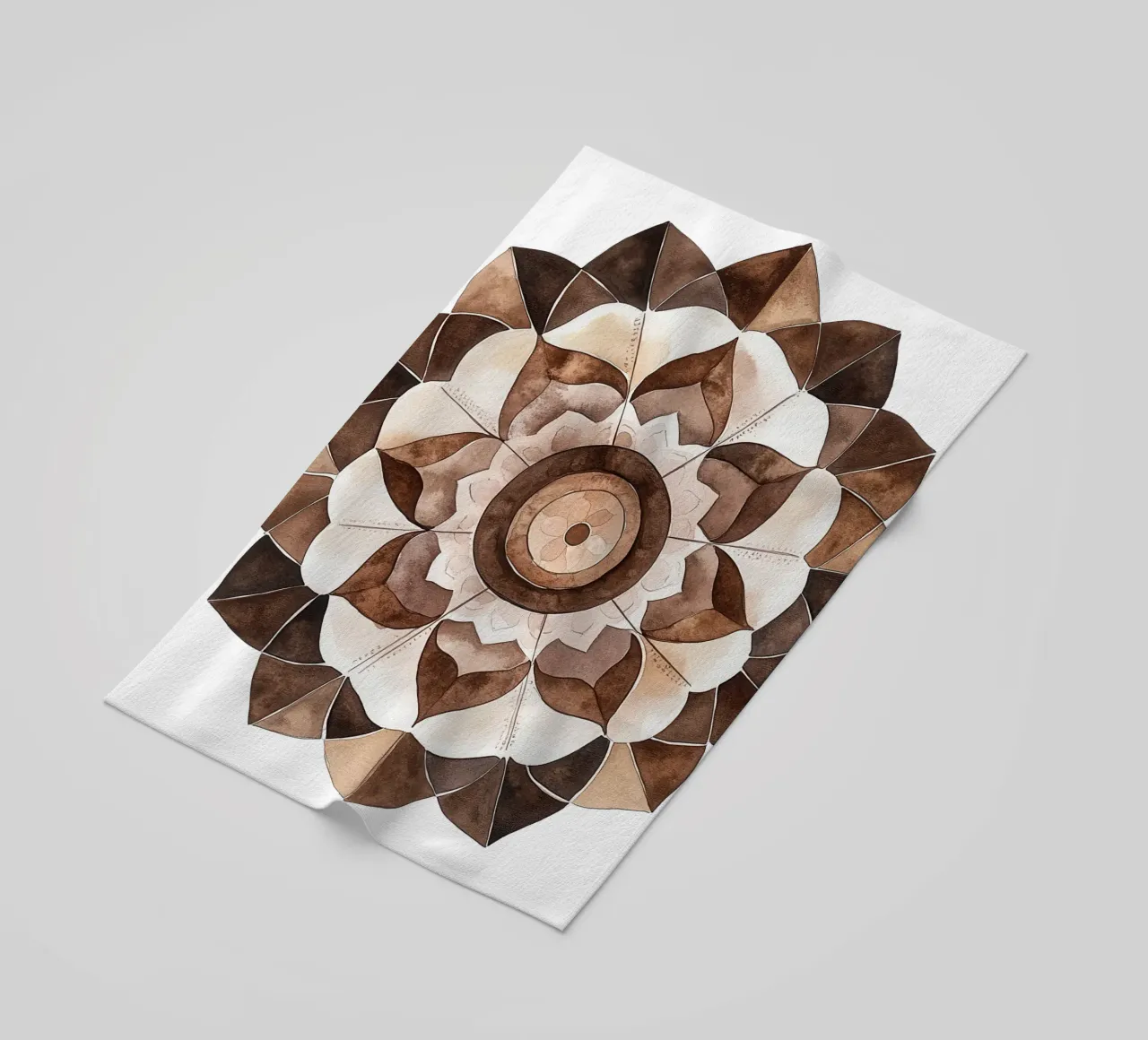 Mandala di moka ad acquerello telo mare da Spiritual Touch