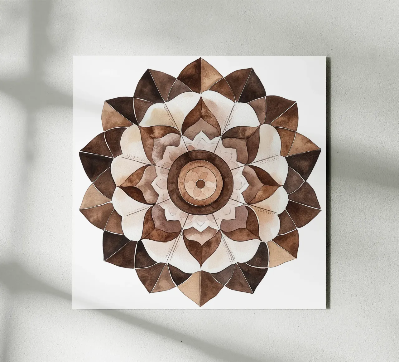 Mandala di moka ad acquerello alluminio dibond da Spiritual Touch