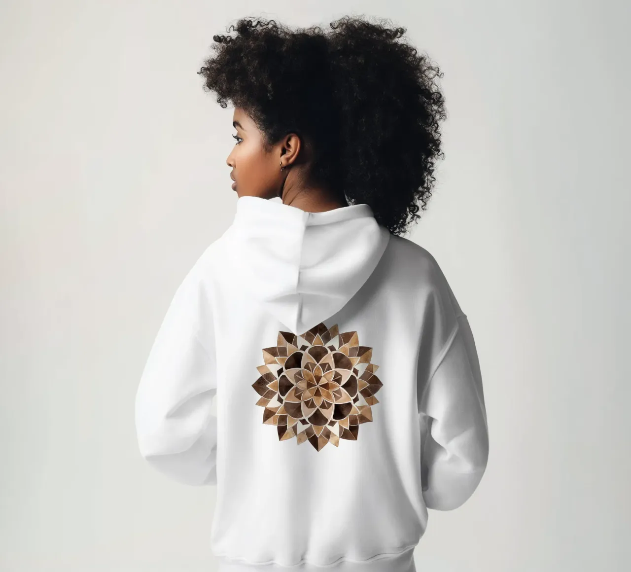 Mandala di moka ad acquerello felpa con cappuccio da Spiritual Touch