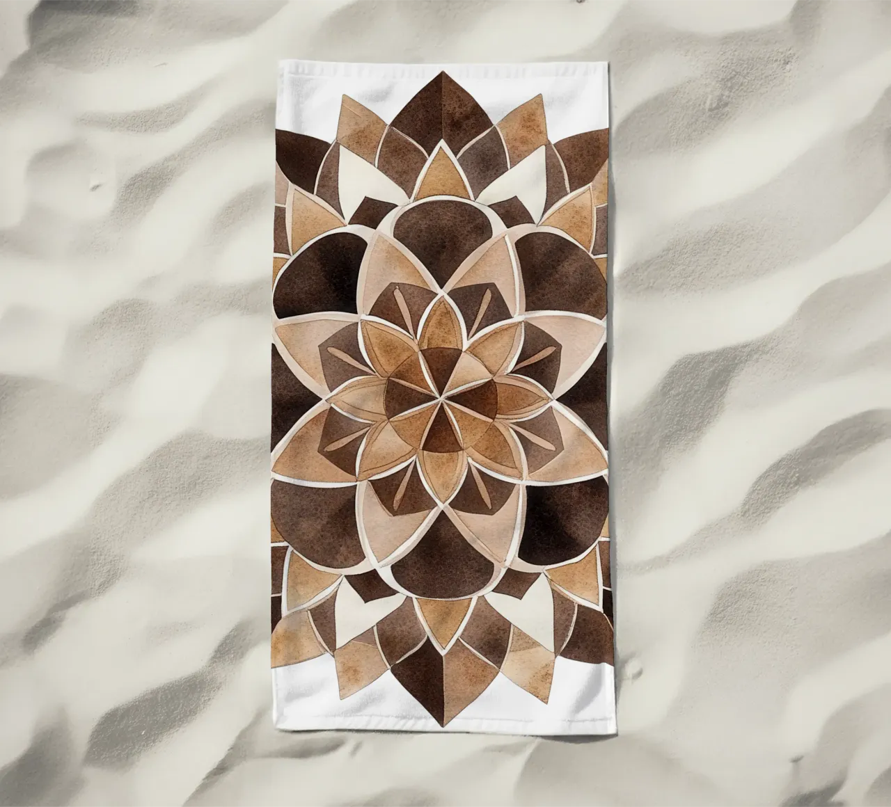 Mandala di moka ad acquerello telo mare da Spiritual Touch