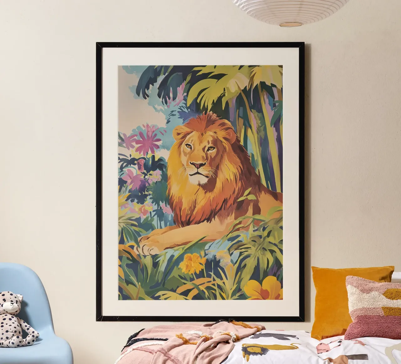 León de mediados de siglo Jungla poster de Nikis Art Studio