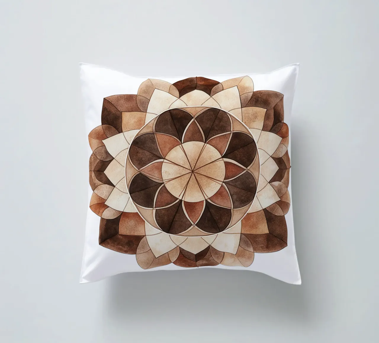 Mandala di moka ad acquerello cuscino da Spiritual Touch
