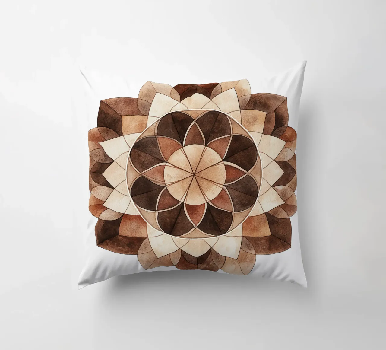 Mandala di moka ad acquerello cuscino da Spiritual Touch