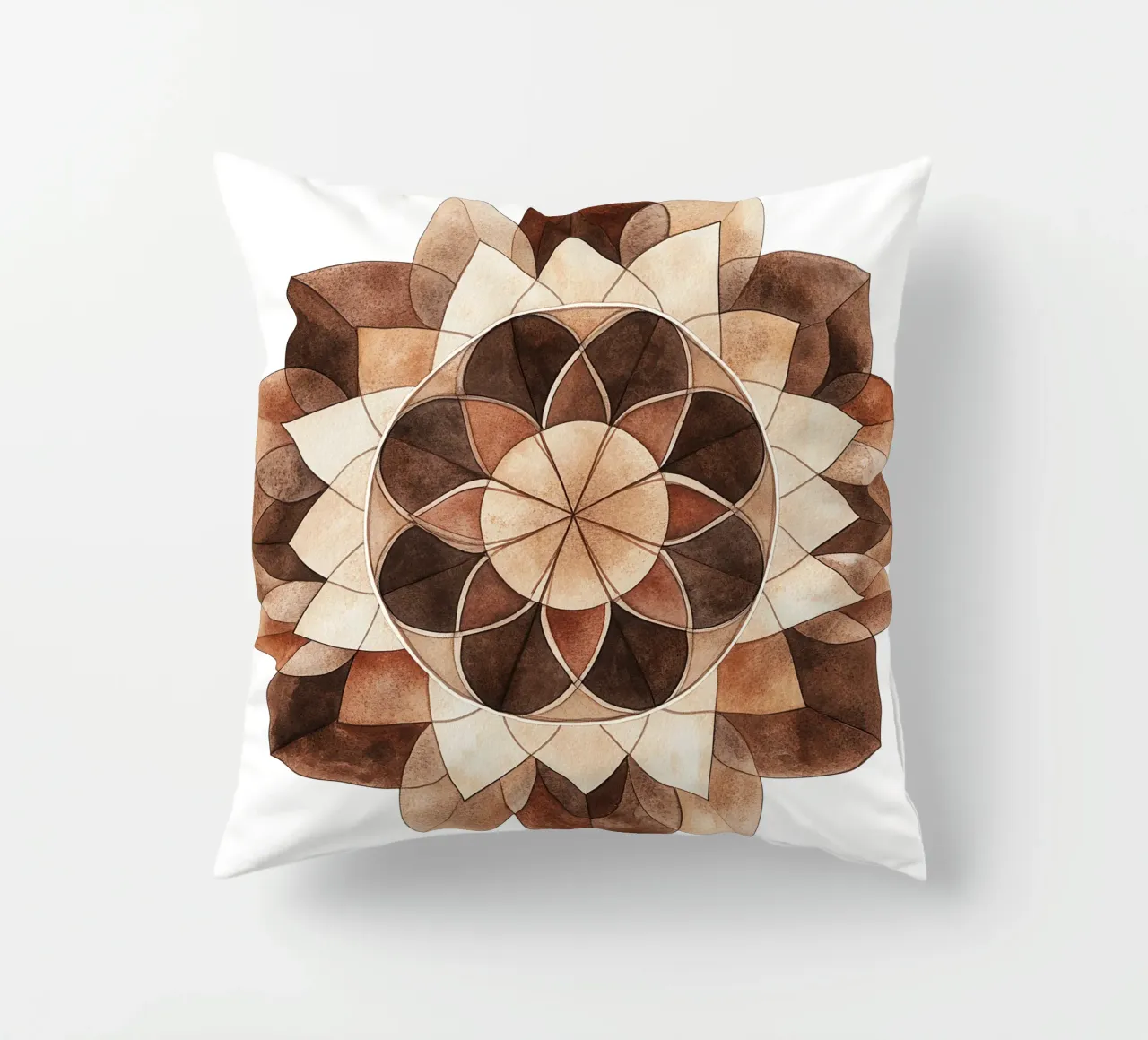 Mandala di moka ad acquerello cuscino da Spiritual Touch