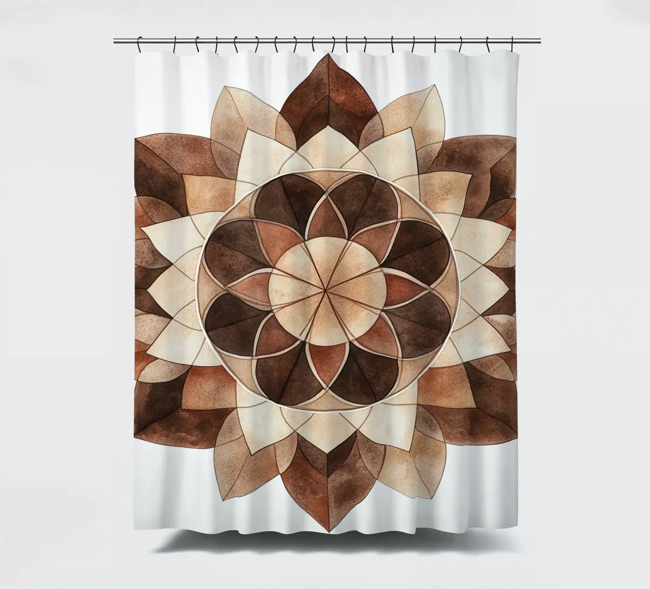 Mandala di moka ad acquerello tenda da doccia da Spiritual Touch