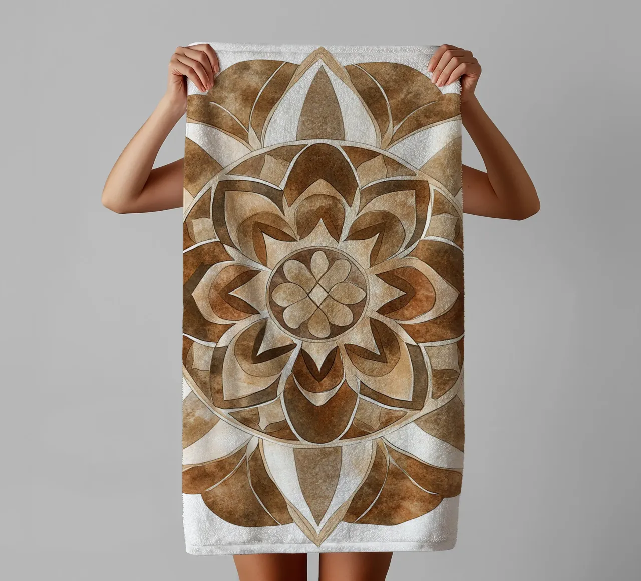 Mandala di moka ad acquerello asciugamano da bagno da Spiritual Touch