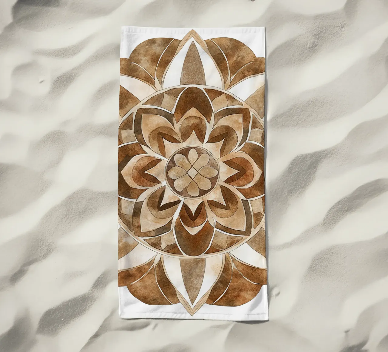Mandala di moka ad acquerello telo mare da Spiritual Touch