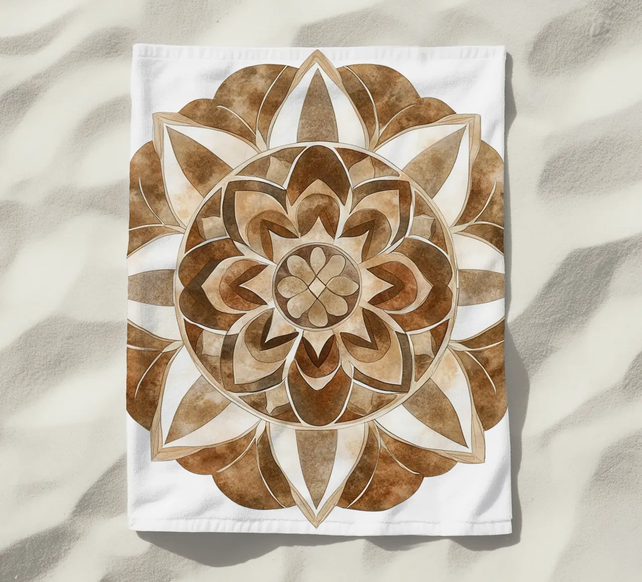 Mandala di moka ad acquerello telo mare da Spiritual Touch