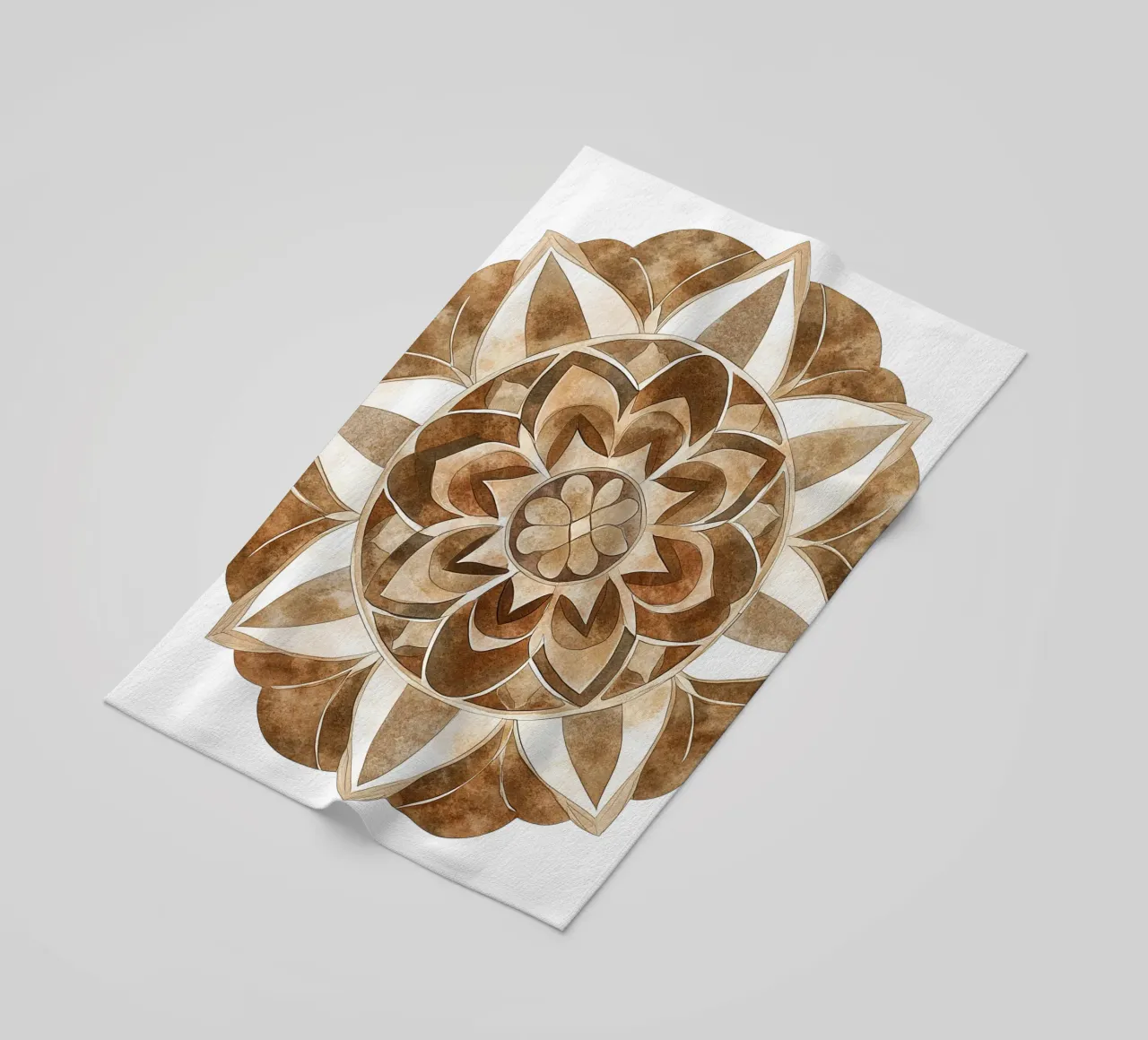 Mandala di moka ad acquerello telo mare da Spiritual Touch