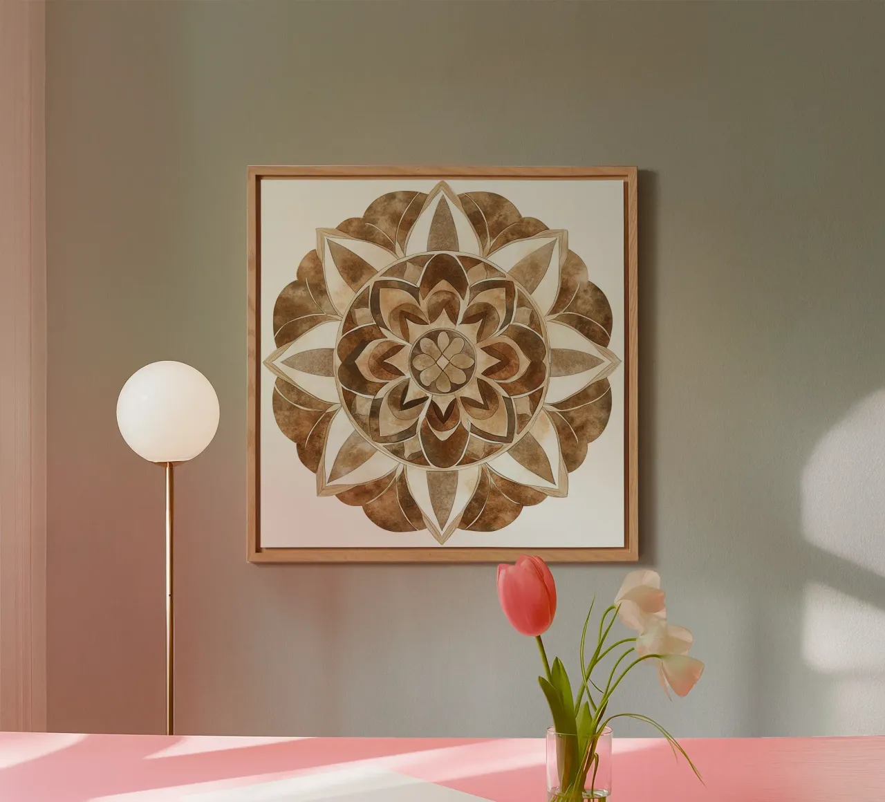 Mandala di moka ad acquerello alluminio dibond da Spiritual Touch