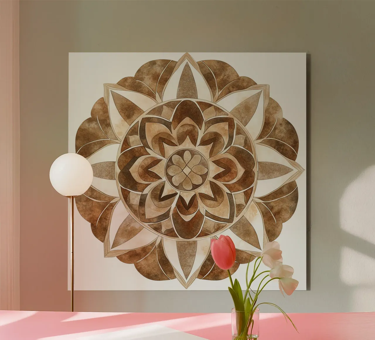 Mandala di moka ad acquerello alluminio dibond da Spiritual Touch