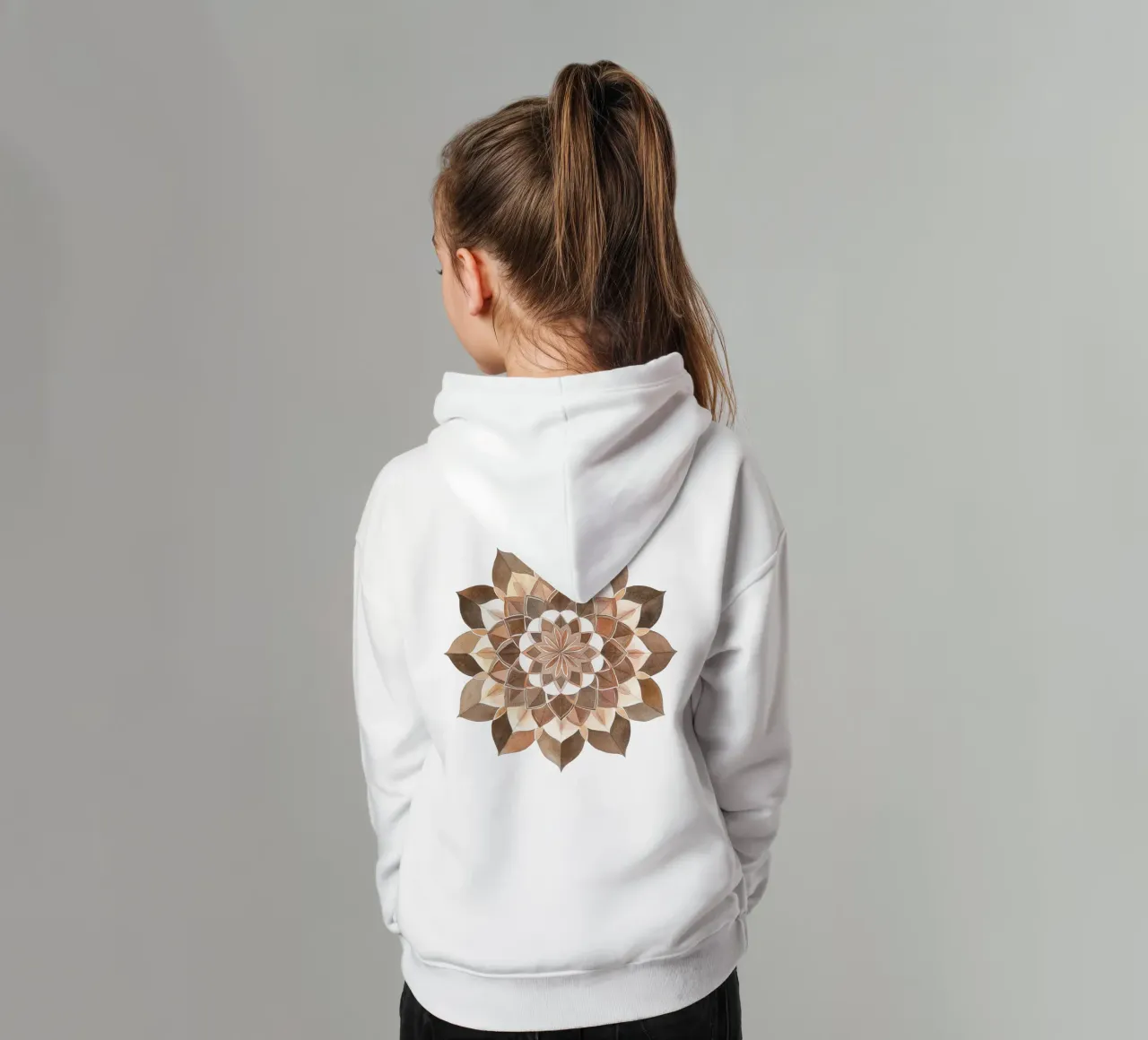 Mandala di moka ad acquerello felpa bambino con cappuccio da Spiritual Touch