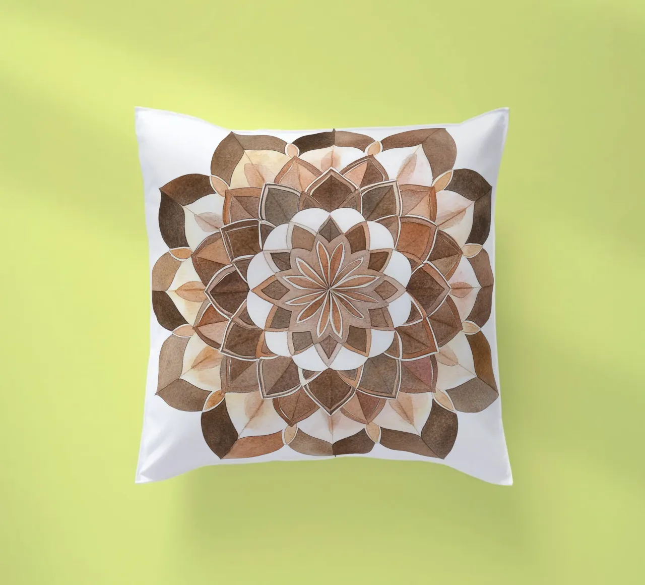 Mandala di moka ad acquerello cuscino da Spiritual Touch