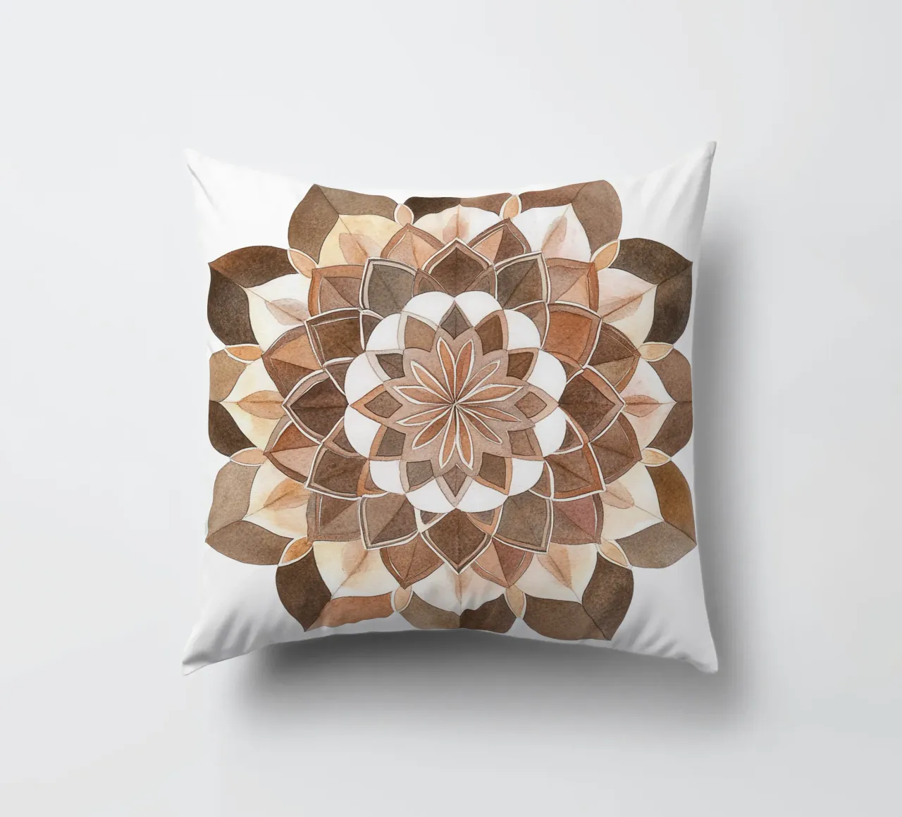 Mandala di moka ad acquerello cuscino da Spiritual Touch