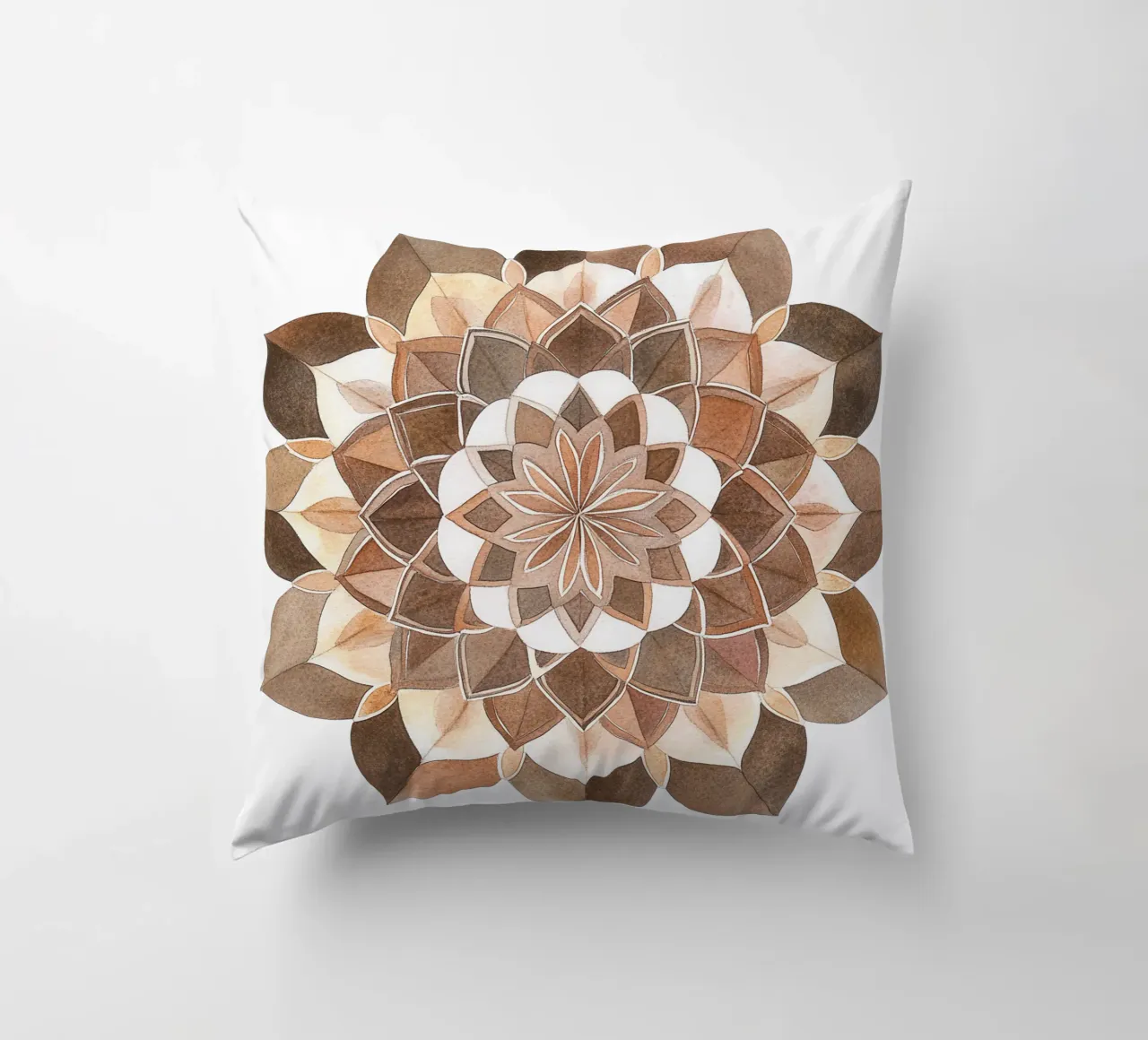 Mandala di moka ad acquerello cuscino da Spiritual Touch