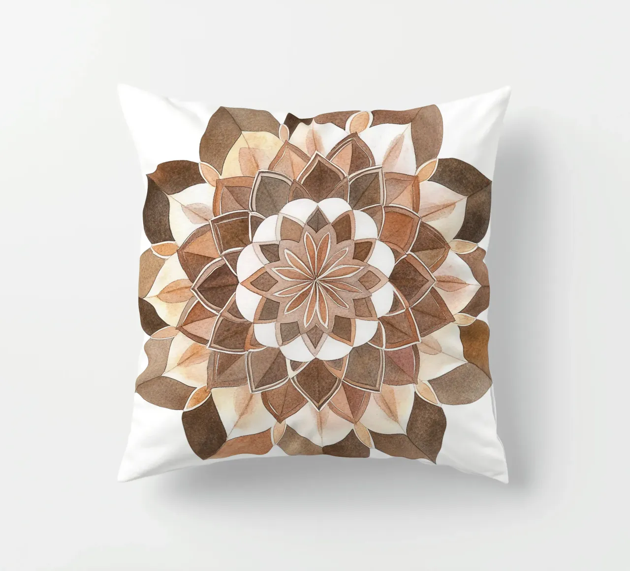 Mandala di moka ad acquerello cuscino da Spiritual Touch
