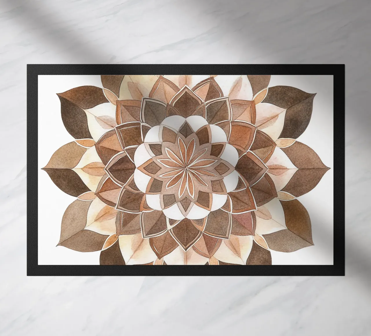 Mandala di moka ad acquerello zerbino da Spiritual Touch