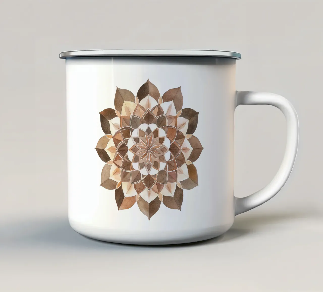 Mandala di moka ad acquerello tazza in smalto da Spiritual Touch