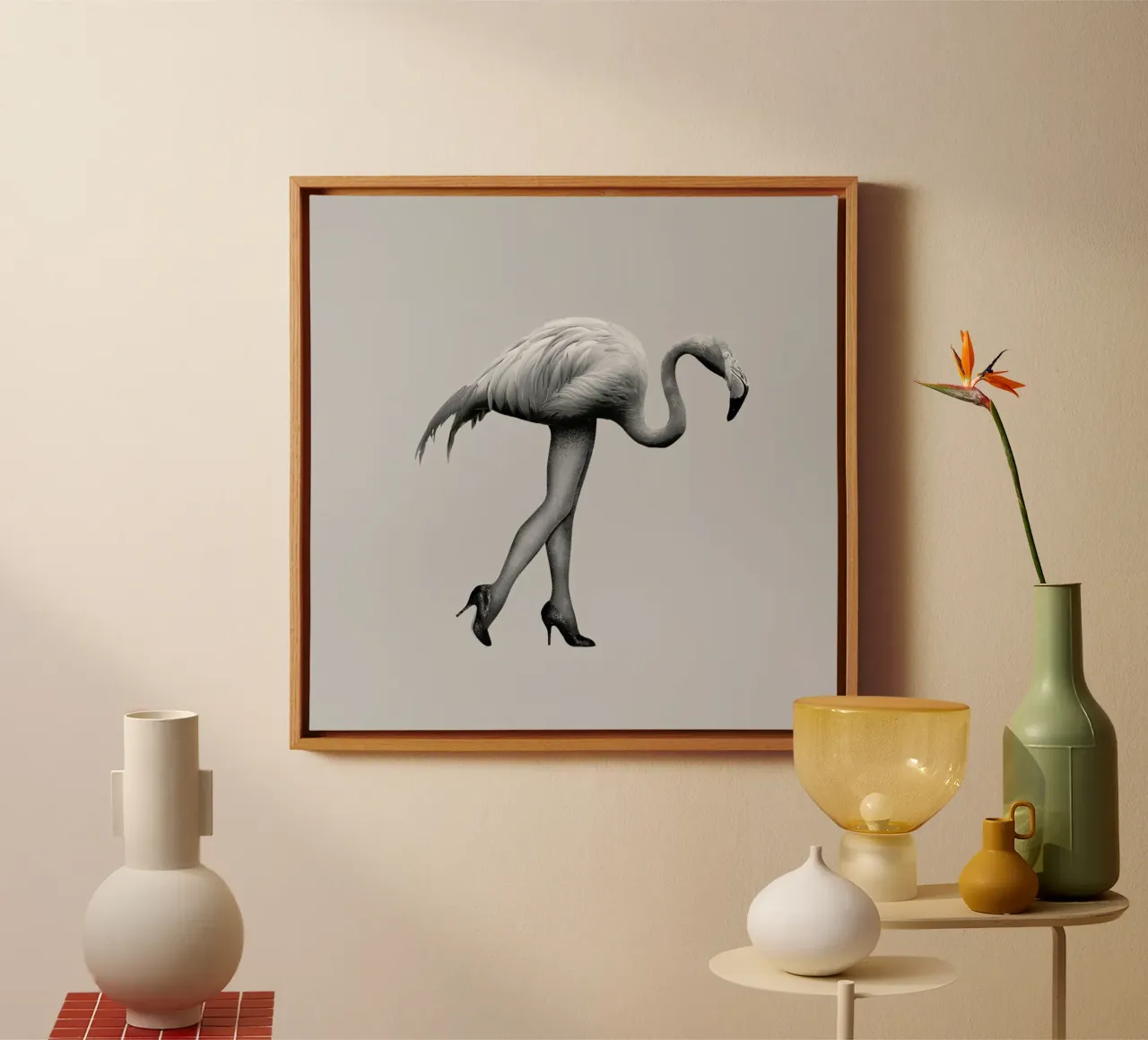 Flamingo-go Girl tela con Cornice a cassetta da Chris Wharton