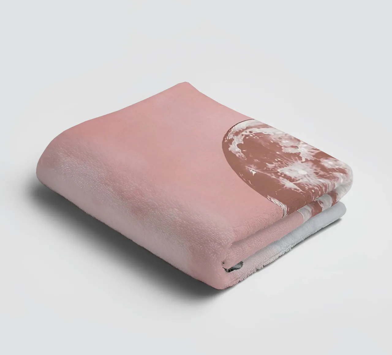 Wolf snow moon pink towel by Nikis Art Studio