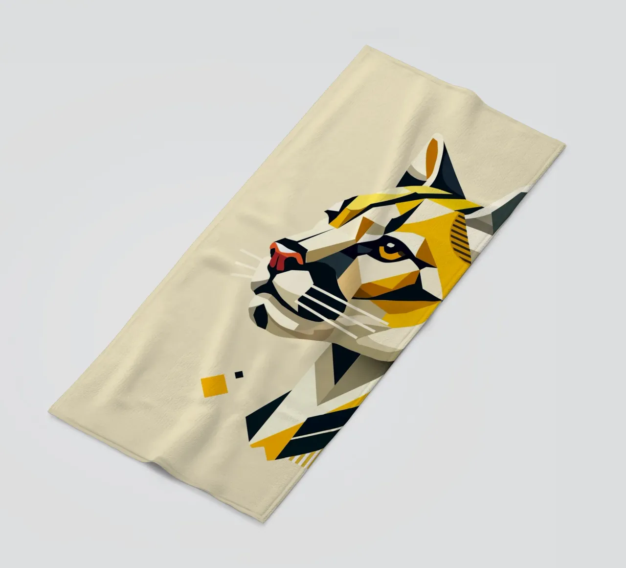 Forza geometrica - L'elegante testa di felino telo mare da namosh