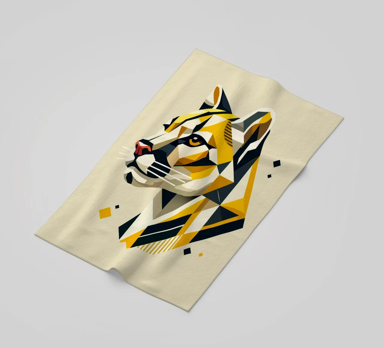 Forza geometrica - L'elegante testa di felino telo mare da namosh