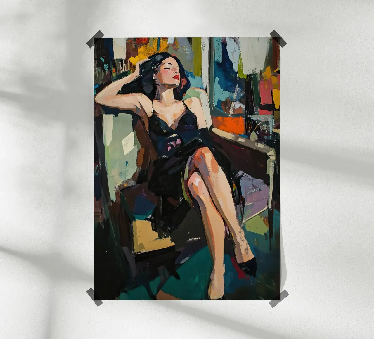 Abito nero poster con telaio in legno da ArtByNiki