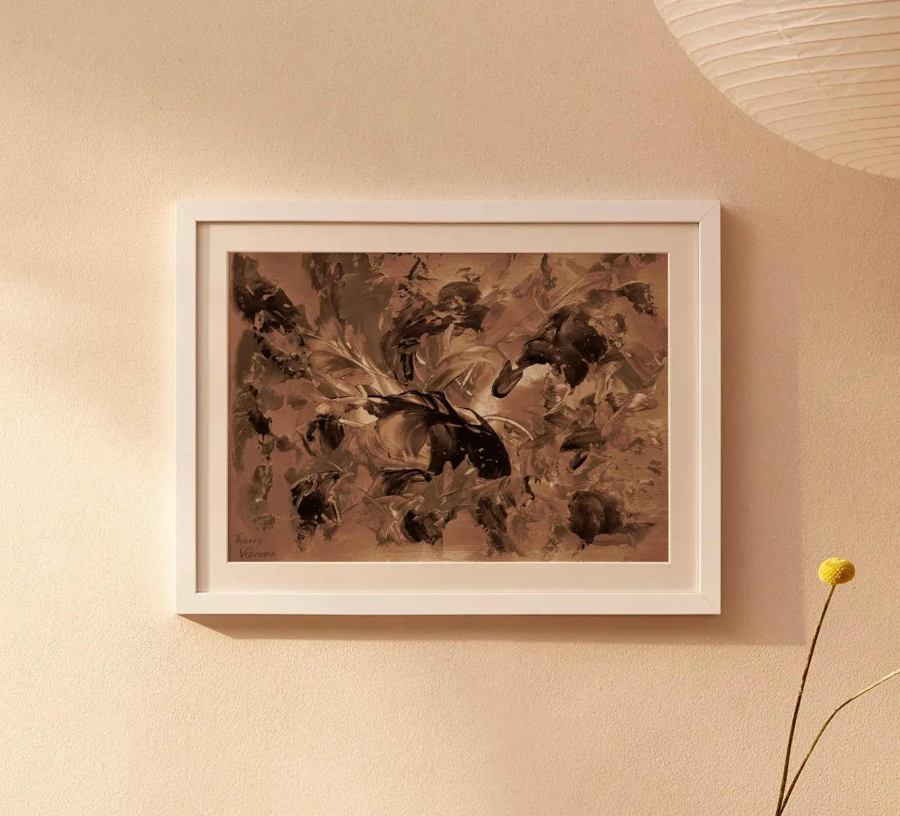 SEPIA 19 poster con telaio in legno da Thierry Vobmann Abstract painting