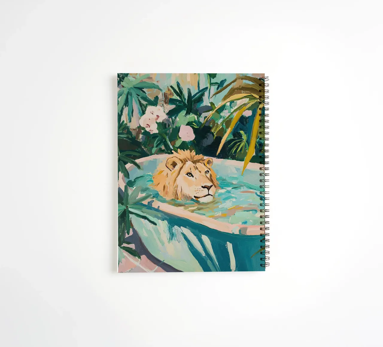 Lion in the pool spiral notebook by ArtByNiki