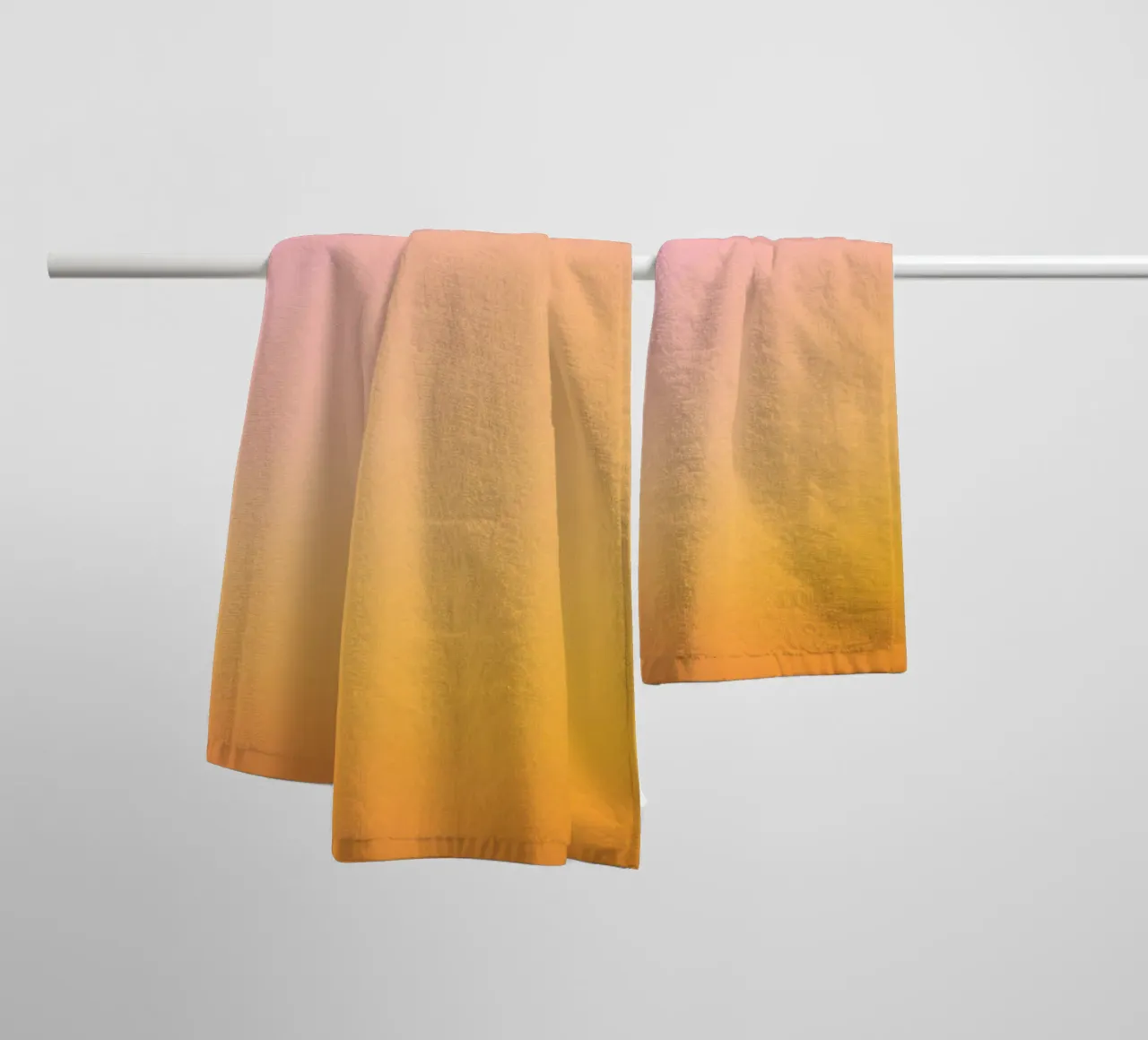 Optimistic Sunrise Pink & Yellow Dreamy Gradient towel by Dominique Vari Abstract