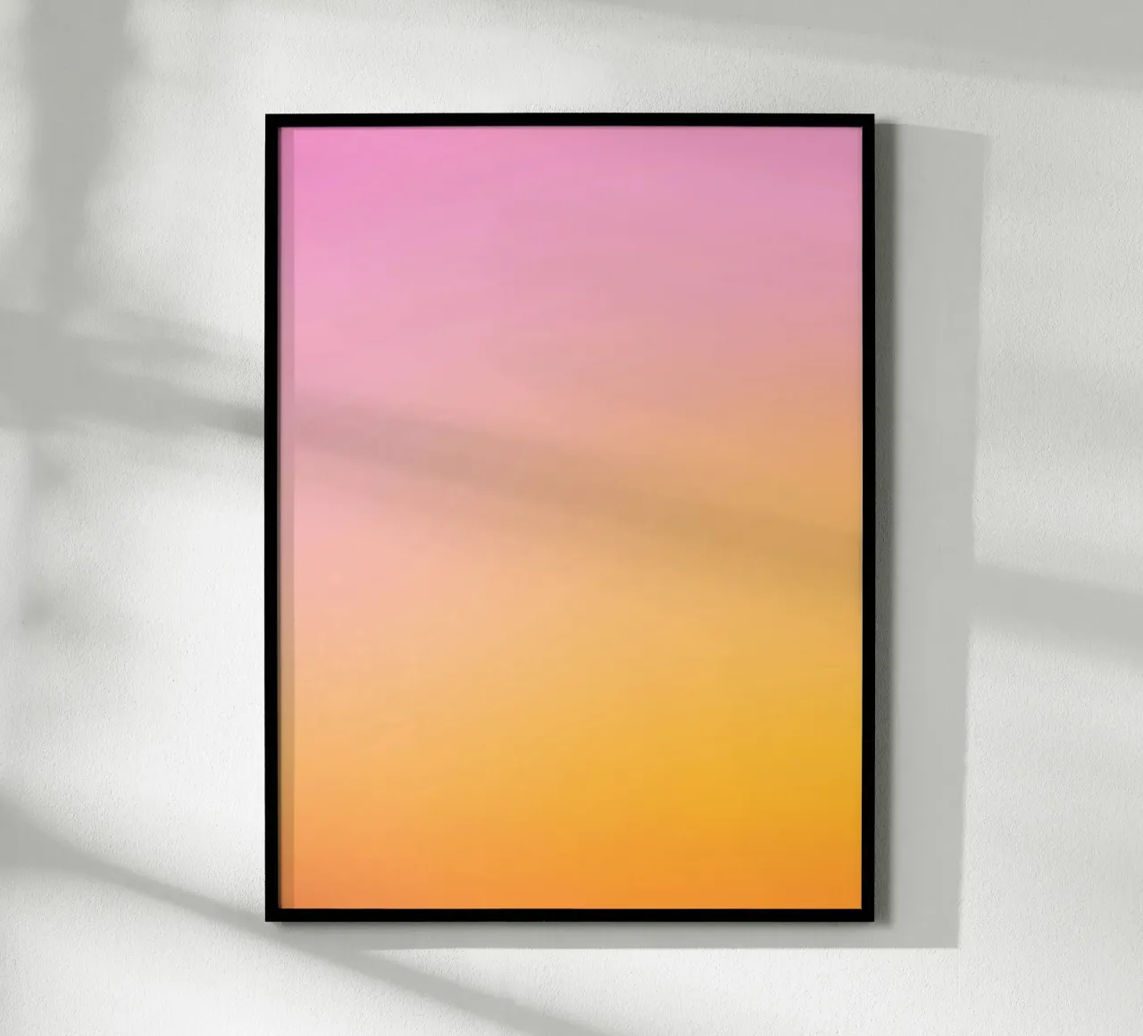Optimistic Sunrise Pink & Yellow Dreamy Gradient (Lever de soleil optimiste, rose et jaune) poster avec cadre en plastique de Dominique Vari Abstract