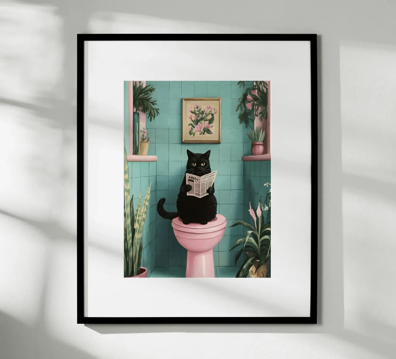 Cat On The Toilet poster with aluminum frame by catsforyou