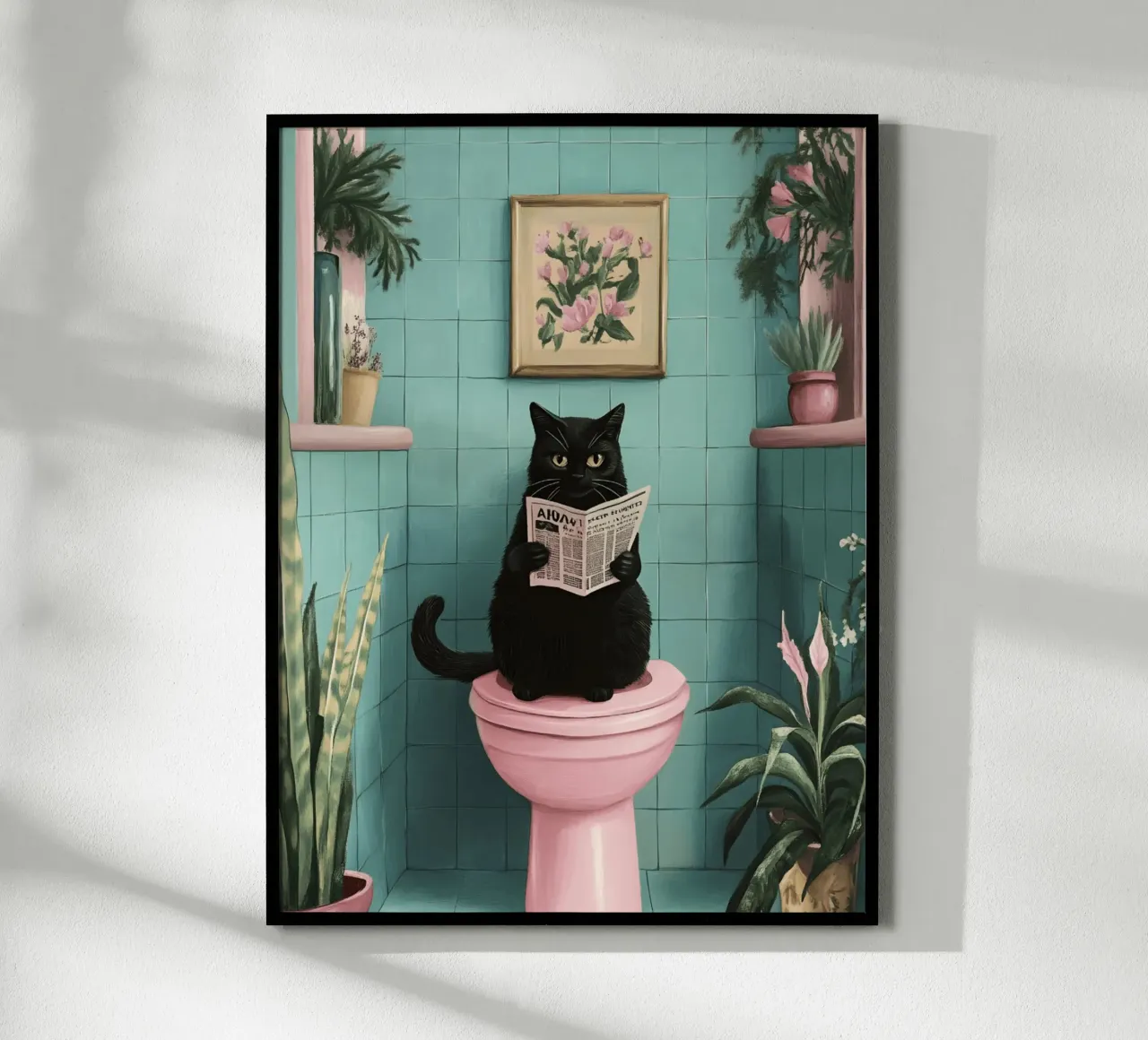 Cat On The Toilet poster with aluminum frame by catsforyou