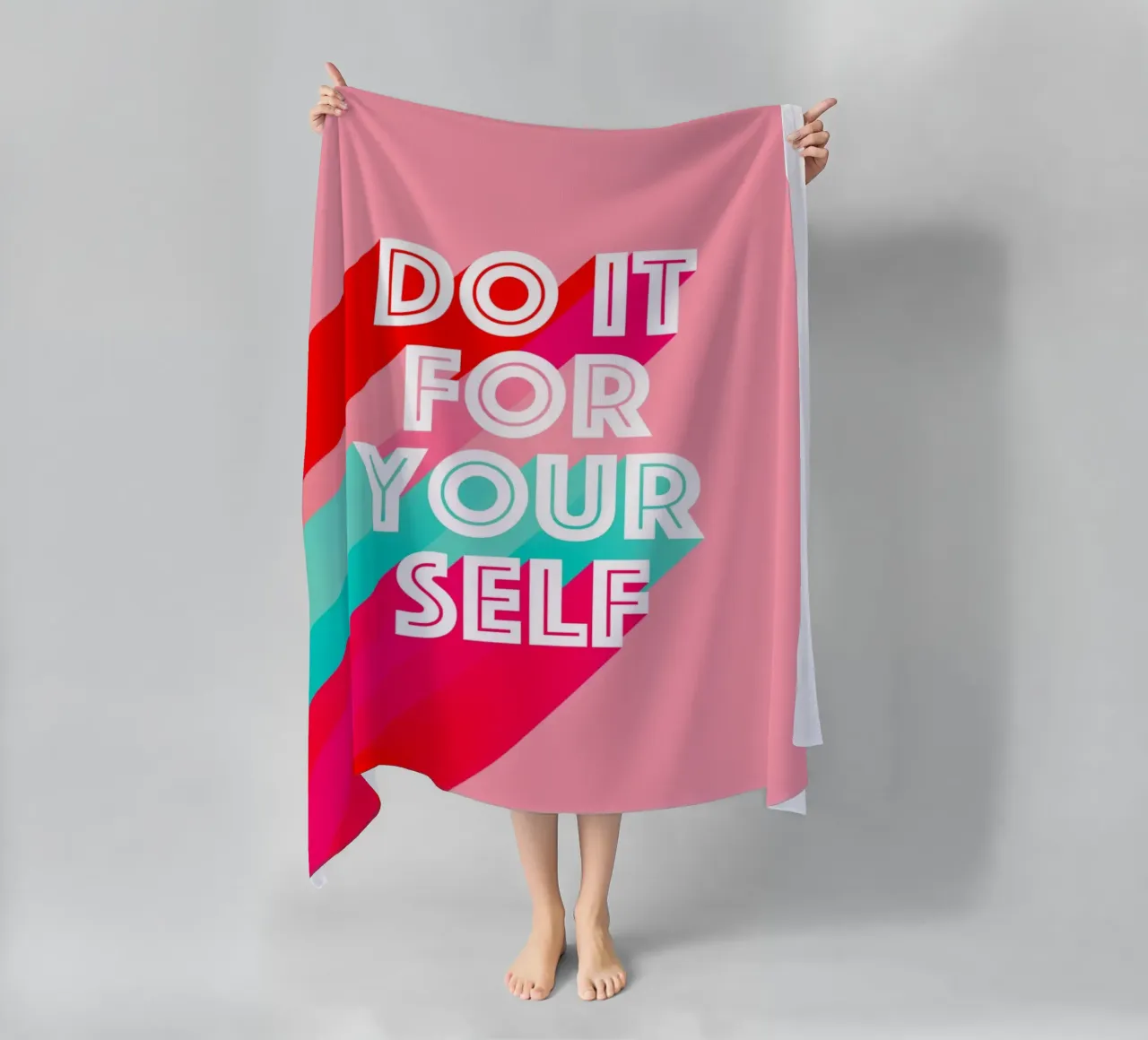 Fallo per te stesso - Tipografia rosa motivazionale telo mare da Dominique Vari Words
